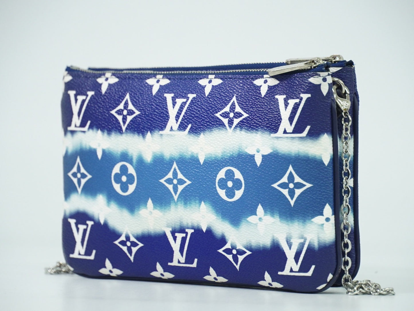 Louis Vuitton Double Zip Pochette Limited Edition Escale Monogram Giant, BLUE, CANVAS, Shoulder bag