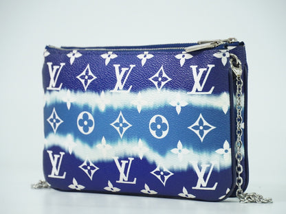 Louis Vuitton Double Zip Pochette Limited Edition Escale Monogram Giant, BLUE, CANVAS, Shoulder bag