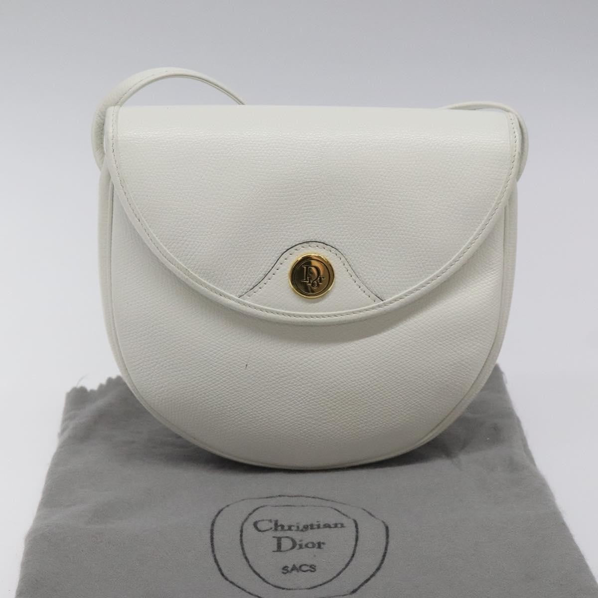 Christian Dior Flap Shoulder Bag Leather, WHITE, LEATHER, Shoulder bag