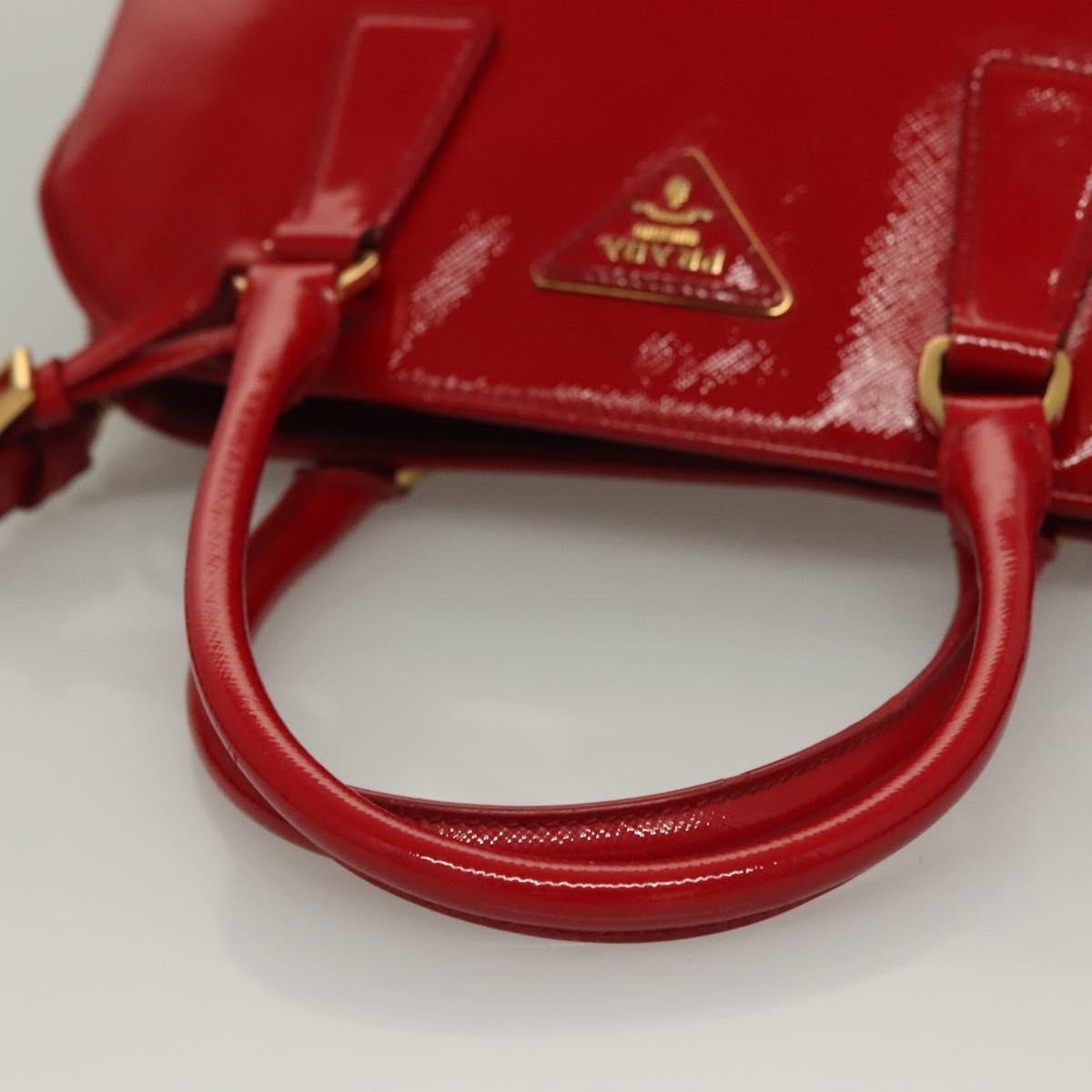 Prada Open Promenade Bag Vernice Saffiano Leather, RED, PATENT_LEATHER, Handbag