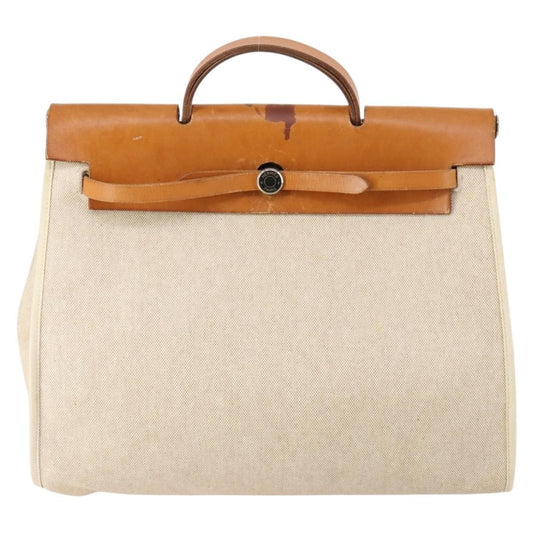 Hermes Herbag Toile and Leather, BEIGE, CANVAS, Handbag