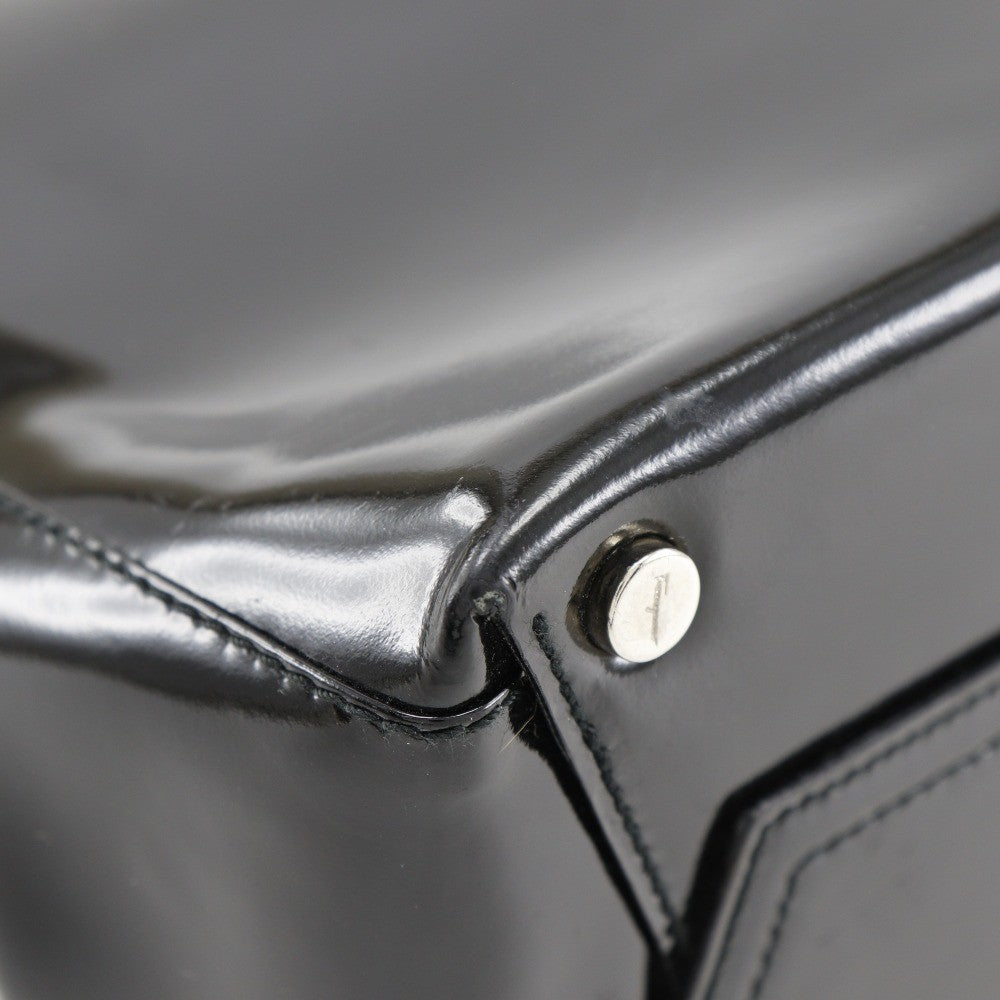 Salvatore Ferragamo Convertible Vara Bow Tote Patent Leather, BLACK, PATENT_LEATHER, Handbag