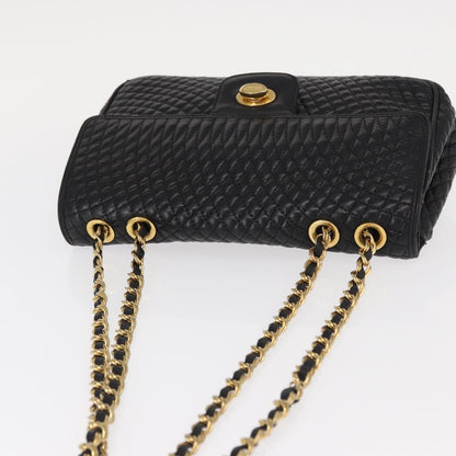 Bally Vintage Chain Shoulder Bag Quilted Leather, Black, Leather, Shoulder Bag