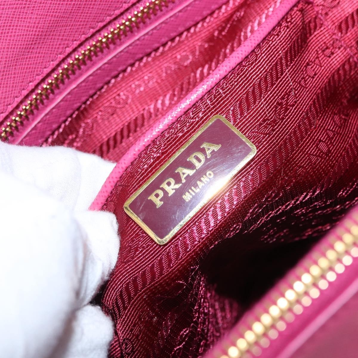 Prada Double Zip Lux Tote Saffiano Leather, PINK, LEATHER, Handbag
