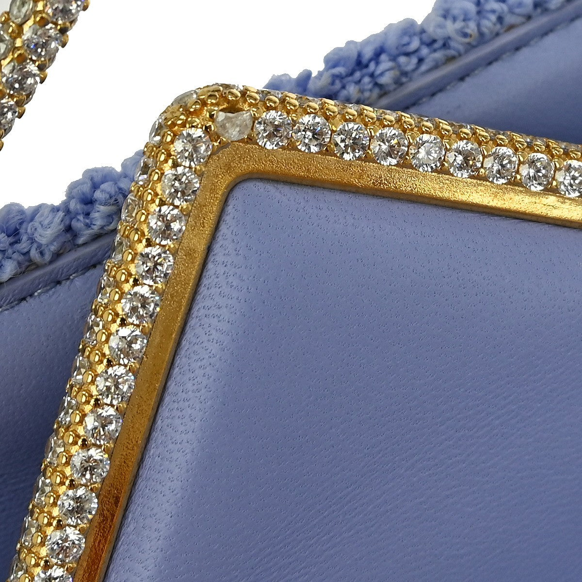 Bottega Veneta Clip Flap Bag Boucle with Crystals, BLUE, CANVAS, Shoulder bag