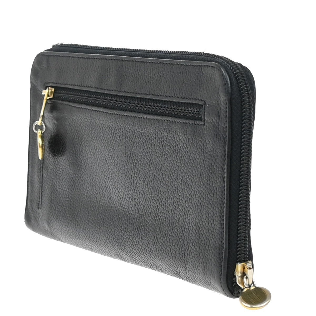 Chanel CC Zip Around Wallet Leather, BLACK, LEATHER, Wallets