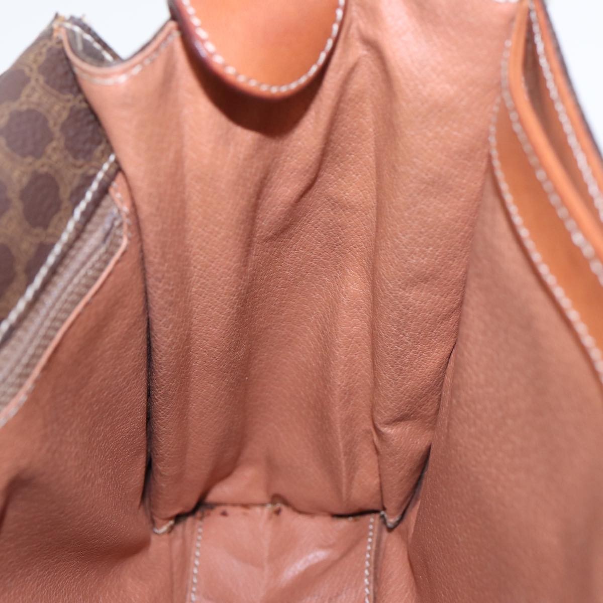 Celine Vintage Macadam Circle Logo Shoulder Bag Canvas and Leather, BROWN, CANVAS, Shoulder bag