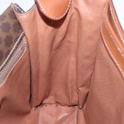 Celine Vintage Macadam Circle Logo Shoulder Bag Canvas and Leather, BROWN, CANVAS, Shoulder bag