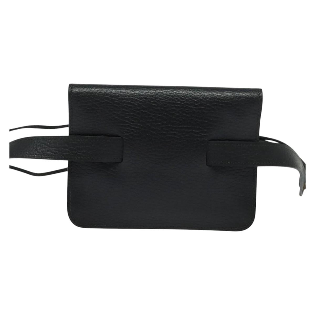 Hermes Pochette Green Waist Bag Leather, BLACK, LEATHER, Clutche & pouche