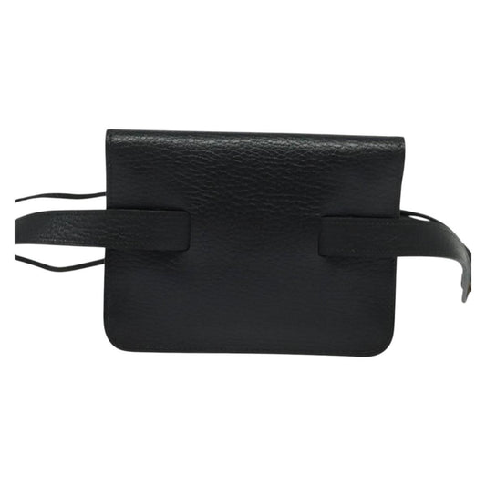 Hermes Pochette Green Waist Bag Leather, BLACK, LEATHER, Clutche & pouche