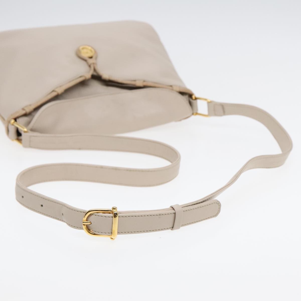 Celine Vintage Shoulder Bag Leather, Beige, Leather, Shoulder Bag