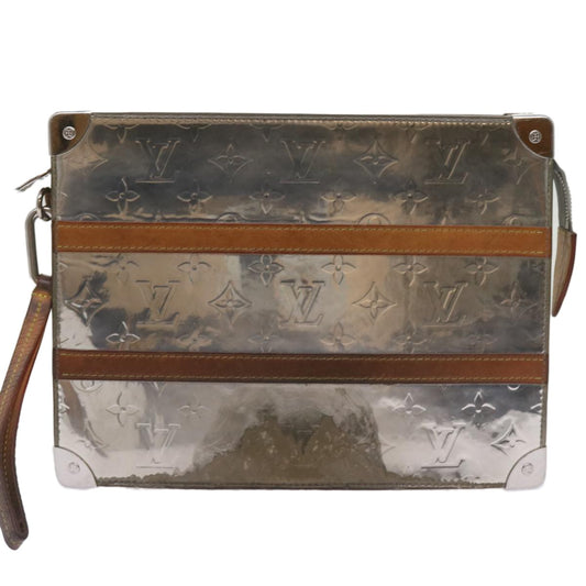 Louis Vuitton Trunk Pouch Monogram Mirror Coated Canvas, SILVER, CANVAS, Clutche & pouche