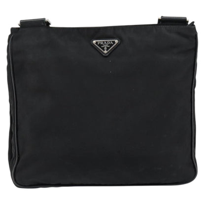 Prada Flat Messenger Bag Tessuto, BLACK, NYLON, Shoulder bag