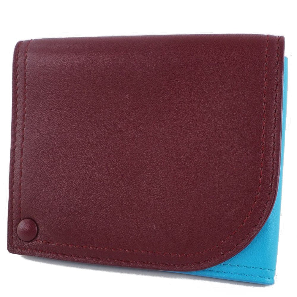Bottega Veneta Bicolor Card Holder Leather, BURGUNDY, LEATHER, Card Holders