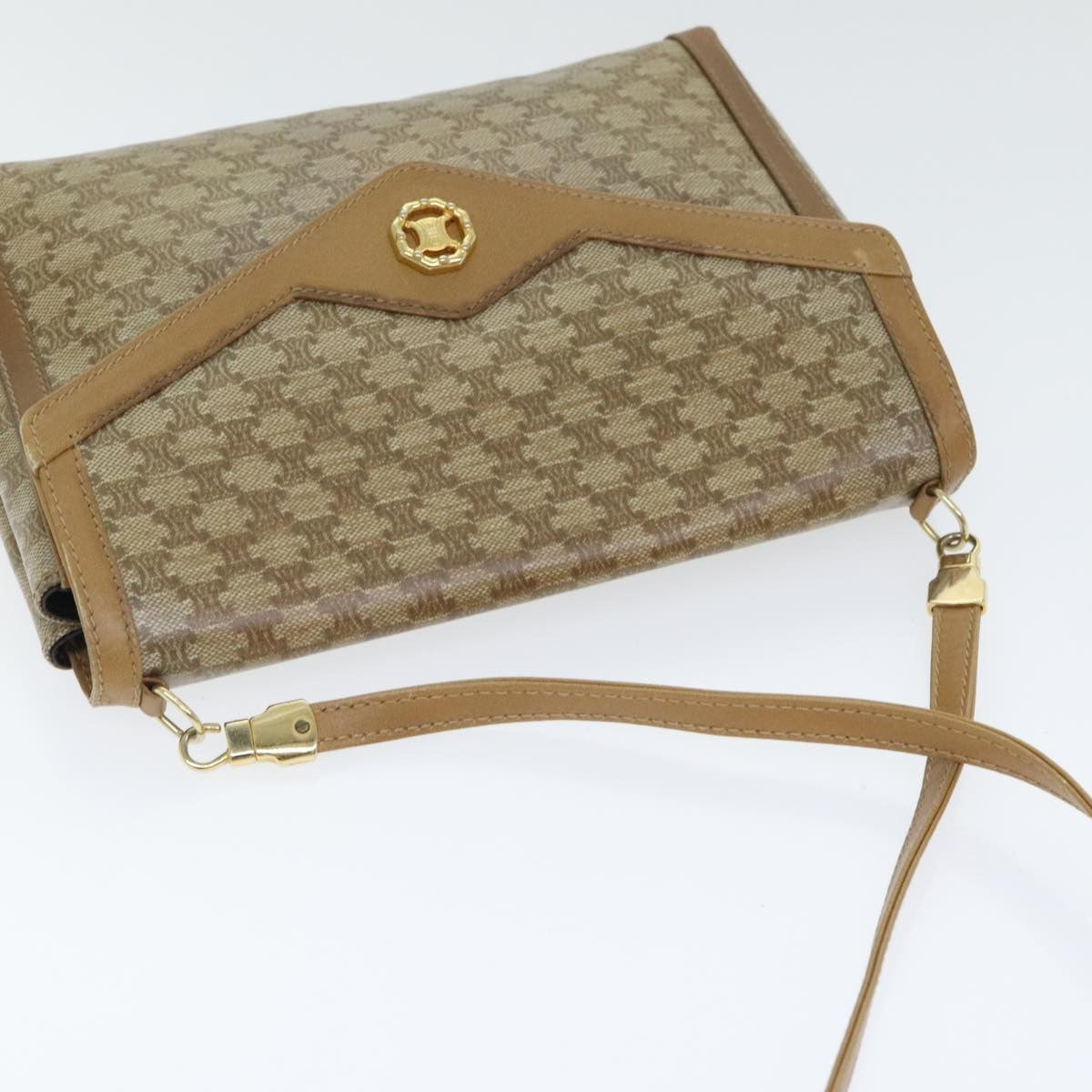 Celine Macadam Shoulder Bag Canvas, BEIGE, CANVAS, Shoulder bag