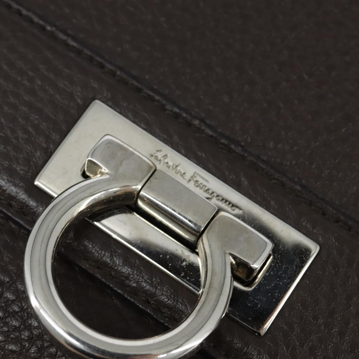 Salvatore Ferragamo Gancini handbag Leather, BROWN, LEATHER, Handbag