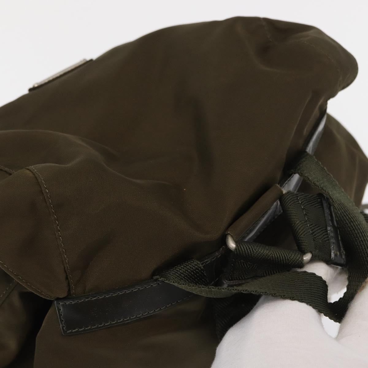 Prada Vela Double Front Pocket Backpack Tessuto with Saffiano Leather, KHAKI, NYLON, Backpack