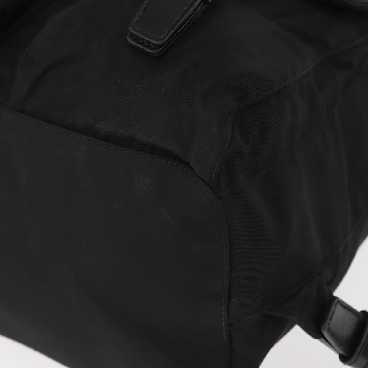 Prada Vela Double Front Pocket Backpack Tessuto with Saffiano Leather, BLACK, NYLON, Backpack