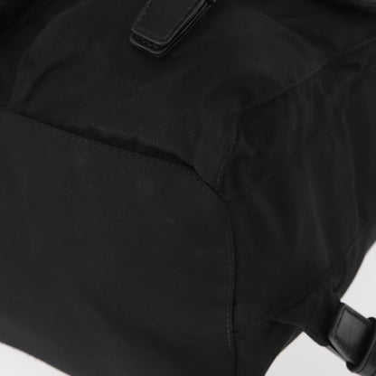 Prada Vela Double Front Pocket Backpack Tessuto with Saffiano Leather, BLACK, NYLON, Backpack