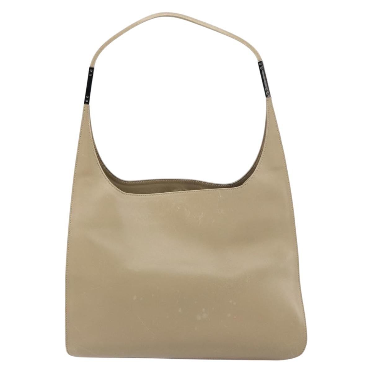 Gucci Vintage Shoulder Bag Leather, BEIGE, LEATHER, Shoulder bag