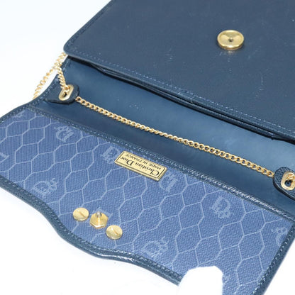 Christian Dior Vintage CD Chain Flap Shoulder Bag Leather, NAVY, LEATHER, Shoulder bag
