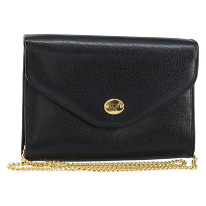 Christian Dior Vintage Chain Flap Shoulder Bag Leather, BLACK, LEATHER, Shoulder bag
