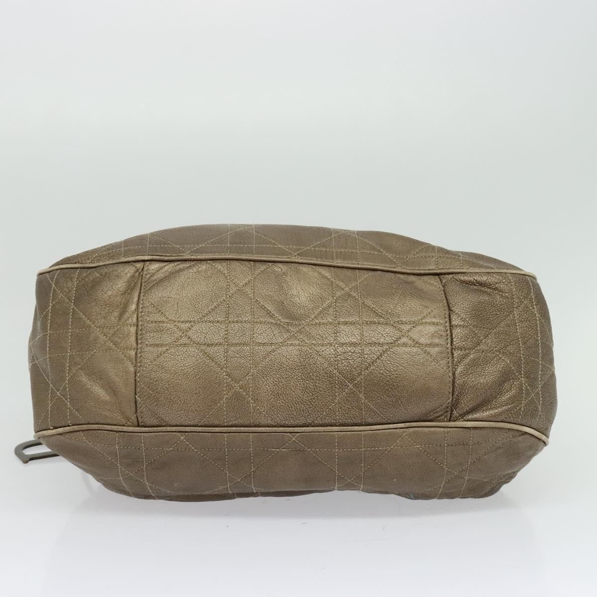 Christian Dior Drawstring Bucket Bag Cannage Quilt Leather, BROWN, LEATHER, Shoulder bag