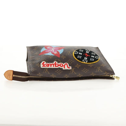 Louis Vuitton Toiletry Pouch Limited Edition Patches Monogram Canvas, BROWN, CANVAS, Clutche & pouche