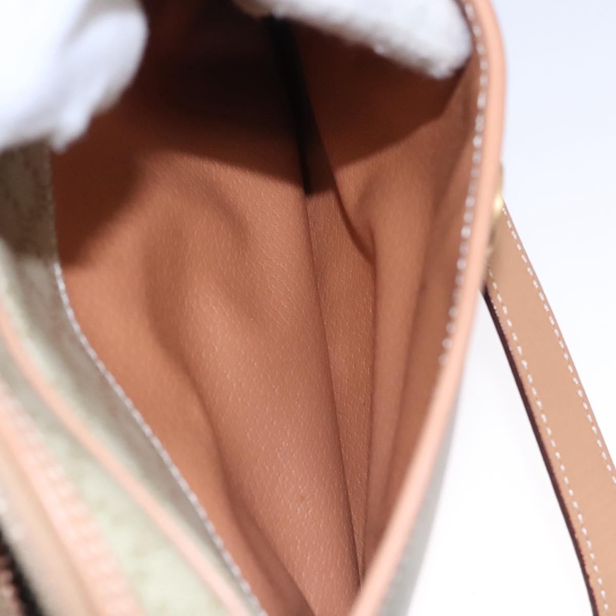 Celine Vintage Macadam Shoulder Bag Canvas and Leather, BEIGE, CANVAS, Shoulder bag