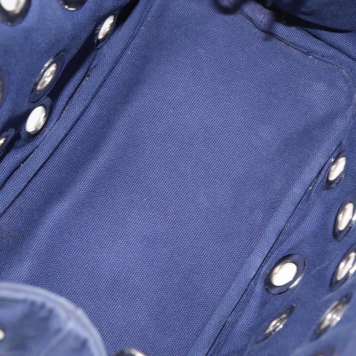 Prada Canapa Convertible Tote Grommet Embellished Canvas, BLUE, CANVAS, Tote bag