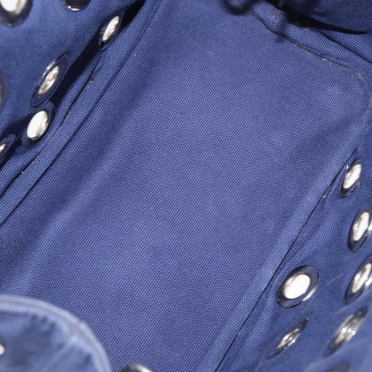 Prada Canapa Convertible Tote Grommet Embellished Canvas, BLUE, CANVAS, Tote bag