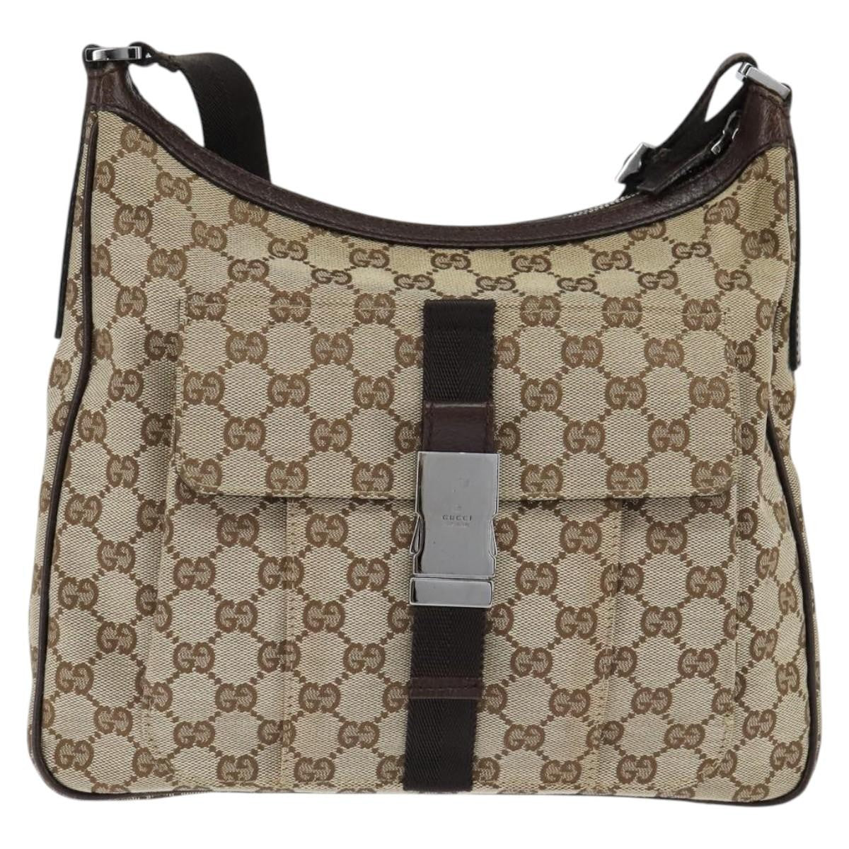 Gucci Front Pocket Messenger Bag GG Canvas, BEIGE, CANVAS, Shoulder bag