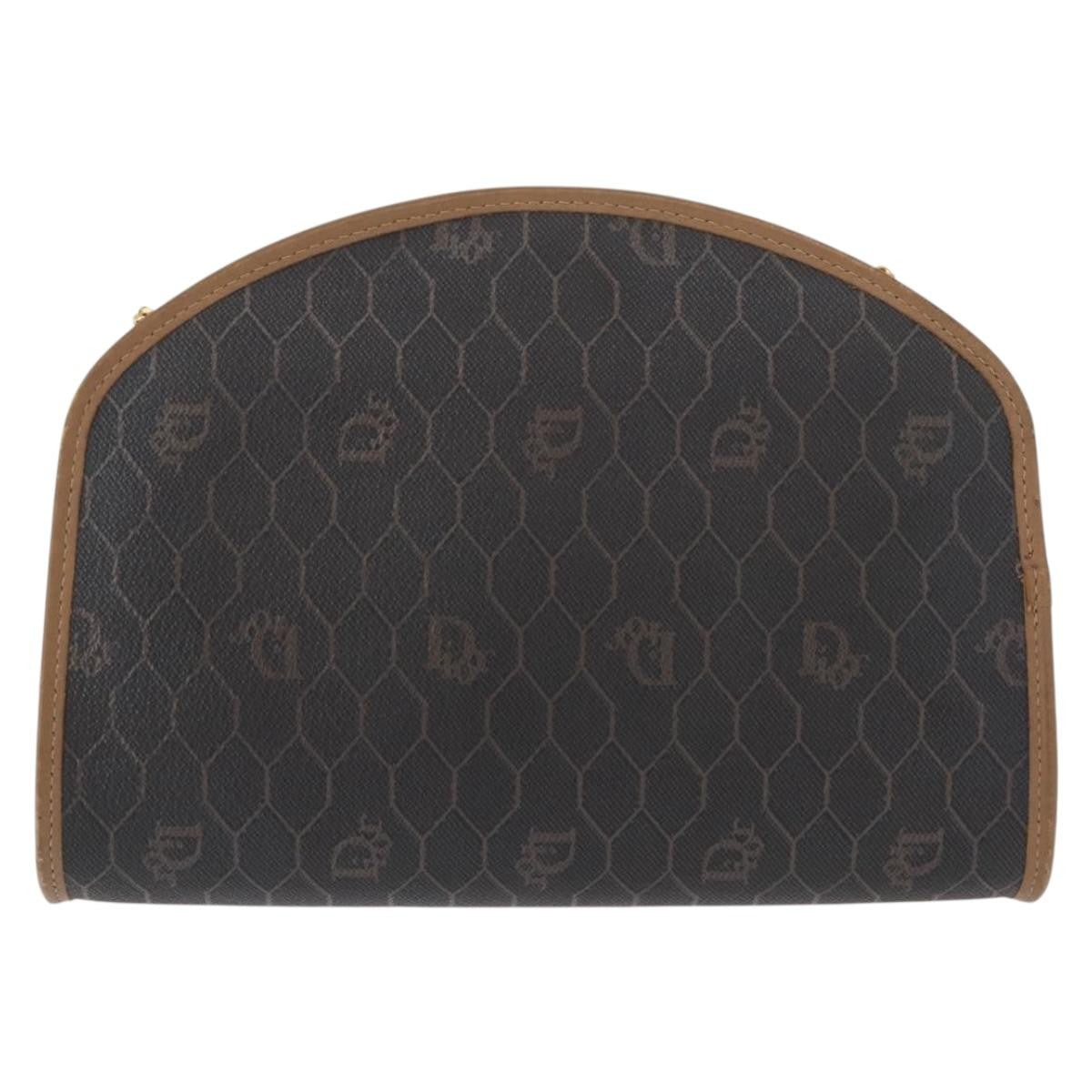 Christian Dior Vintage Honeycomb Shoulder Bag Canvas and Leather, BLACK, CANVAS, Shoulder bag