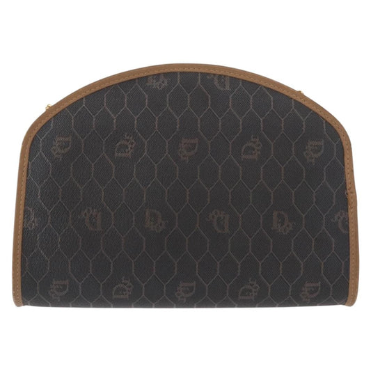 Christian Dior Vintage Honeycomb Shoulder Bag Canvas and Leather, BLACK, CANVAS, Shoulder bag