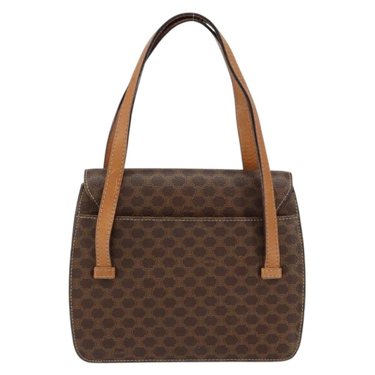 Celine Vintage Macadam Handbag Canvas and Leather, BROWN, CANVAS, Handbag