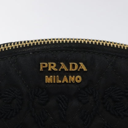 Prada Vintage Pouch Embroidery Nylon, BLACK, NYLON, Clutche & pouche