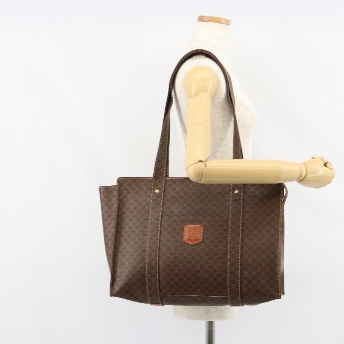 Celine Vintage Macadam Tote bag Canvas, BROWN, CANVAS, Tote bag