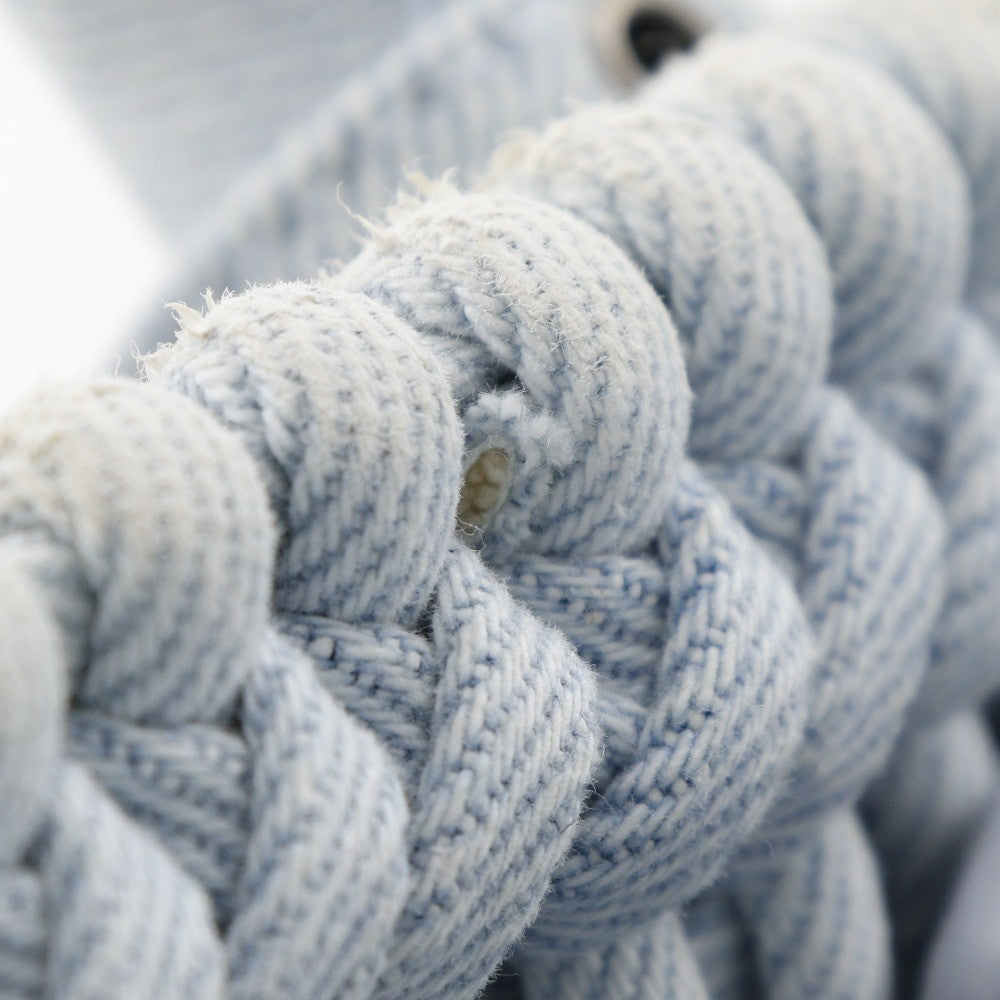 Balenciaga Bistro Panier Bag Woven Denim, BLUE, DENIM_JEANS, Handbag