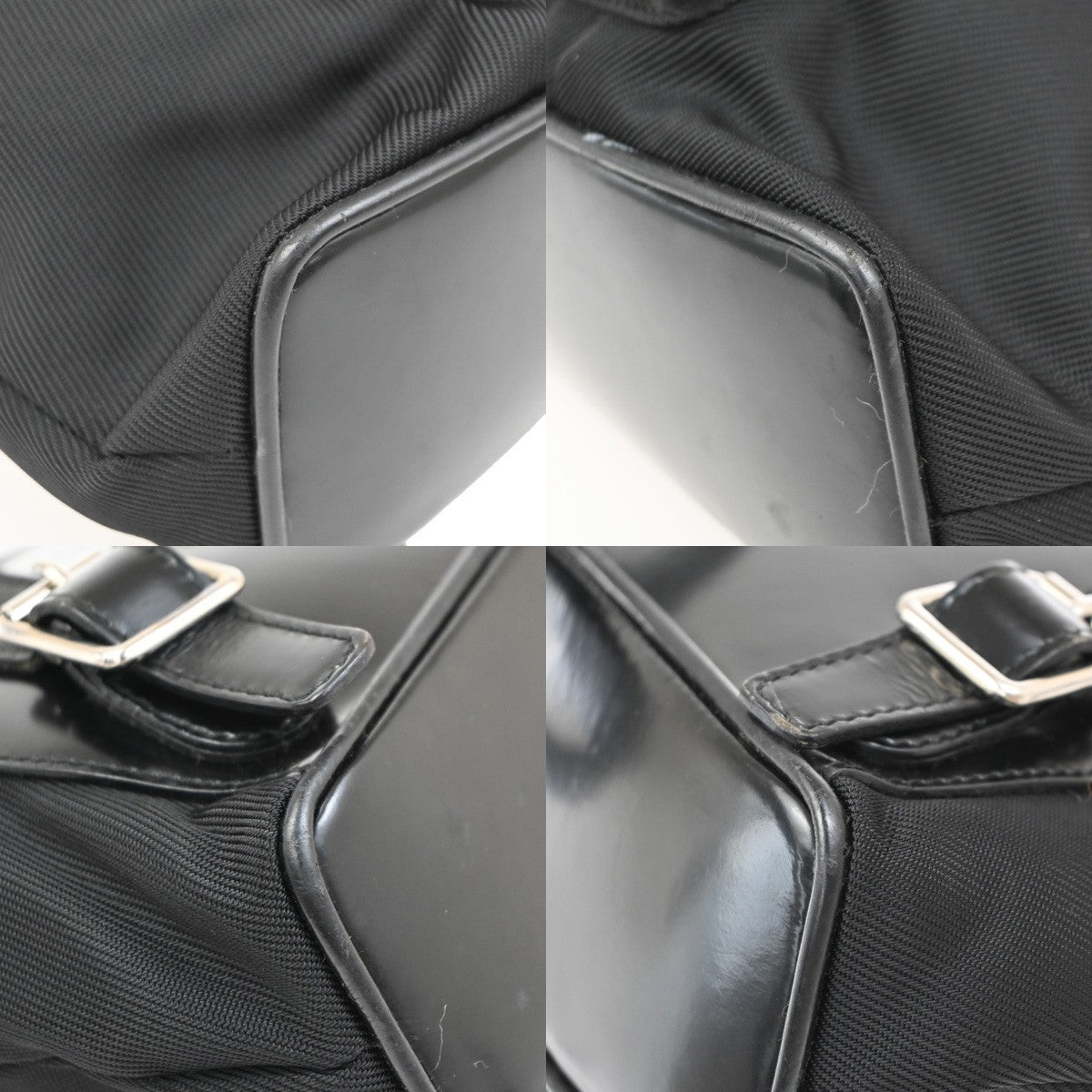 Gucci Vintage Bamboo Backpack Nylon and Patent Leather, BLACK, NYLON, Backpack
