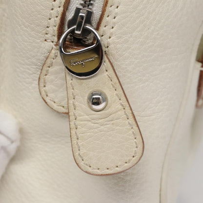 Salvatore Ferragamo Gancini handbag Leather, WHITE, LEATHER, Handbag