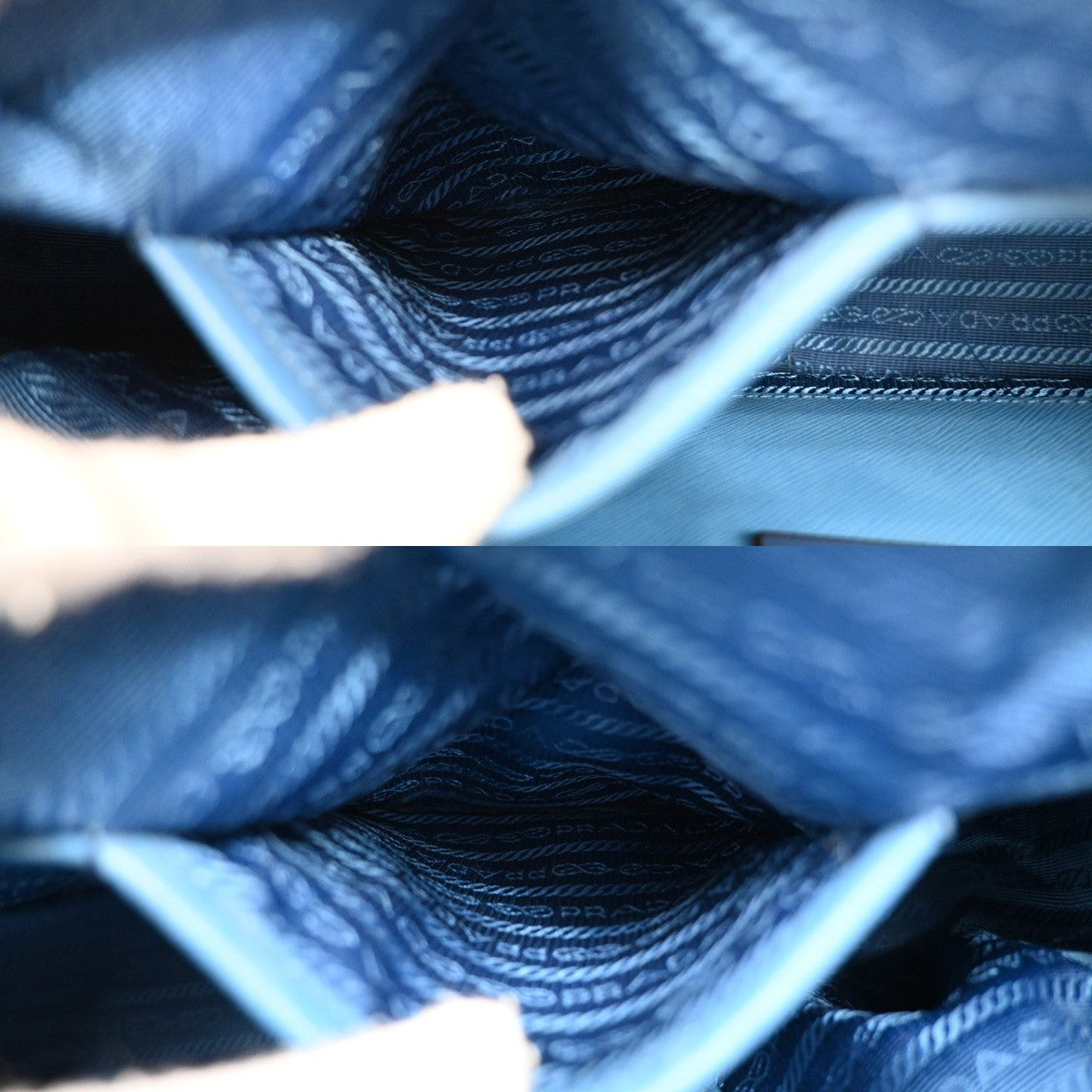 Prada Bauletto Bag Saffiano Leather, BLUE, LEATHER, Handbag