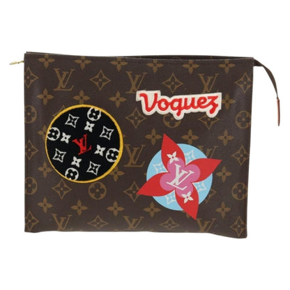 Louis Vuitton Toiletry Pouch Limited Edition Patches Monogram Canvas, BROWN, CANVAS, Clutche & pouche