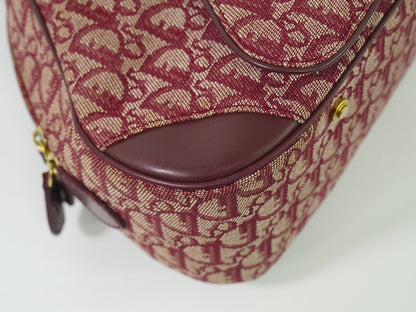 Christian Dior Vintage Saddle Bowler Bag Diorissimo Canvas, BURGUNDY, CANVAS, Handbag