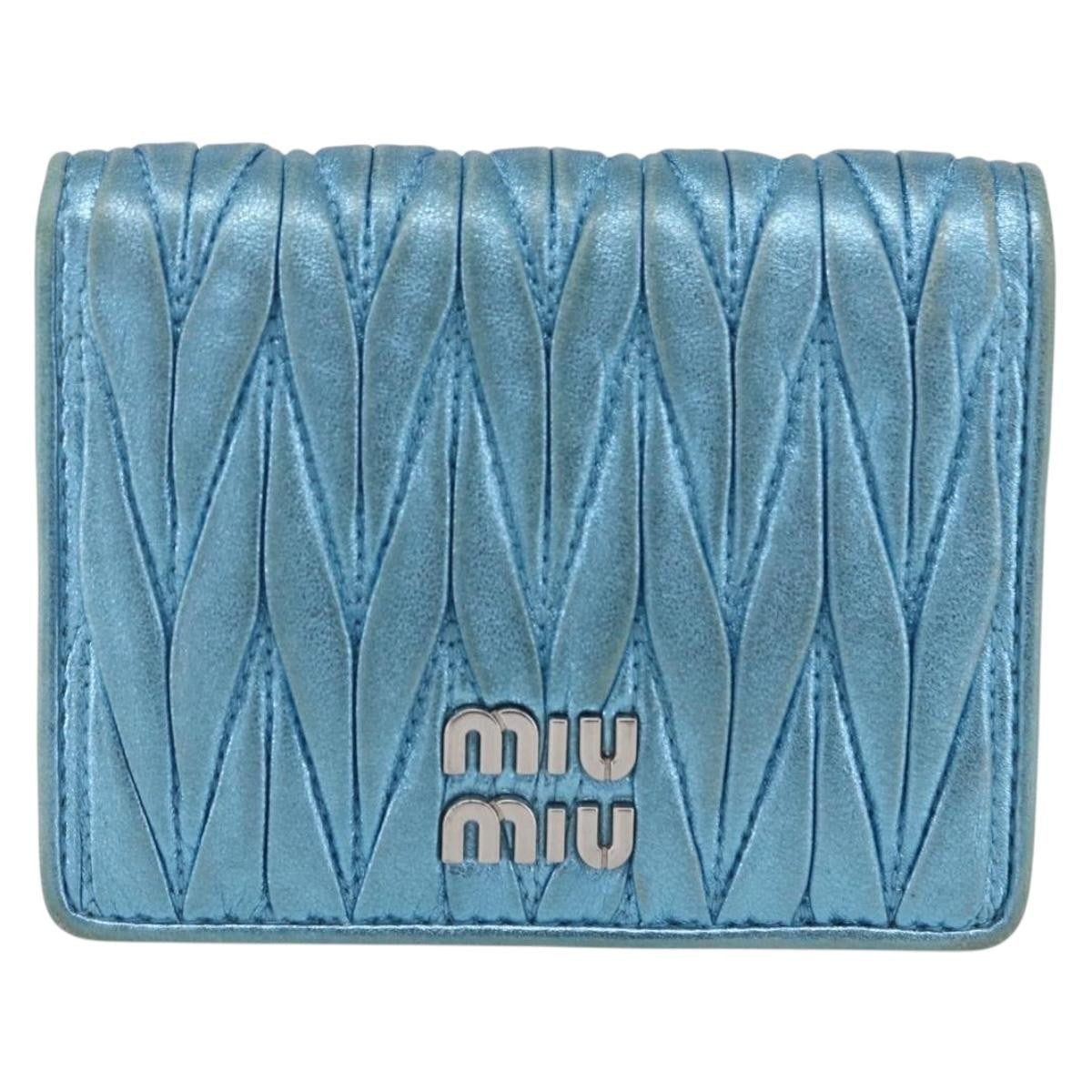 Miu Miu Matelasse Wallet Leather, BLUE, LEATHER, Wallets