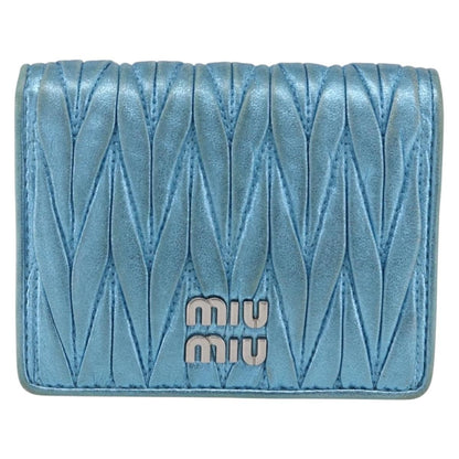 Miu Miu Matelasse Wallet Leather, BLUE, LEATHER, Wallets