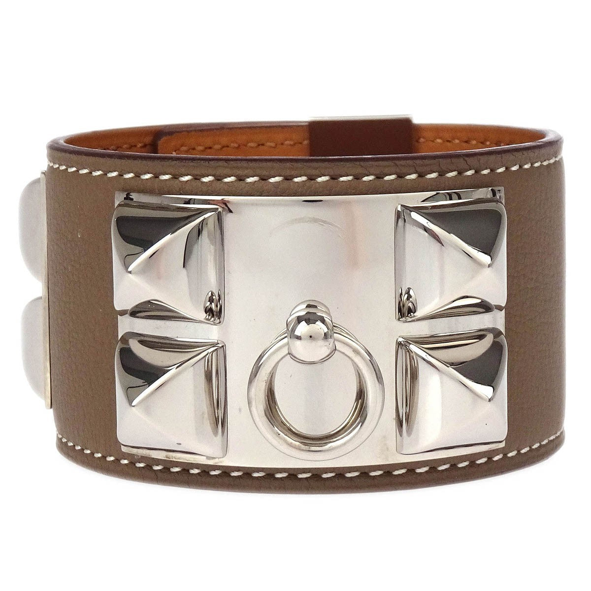 Hermes Collier de Chien Bracelet Leather, GRAY, LEATHER, Bracelet