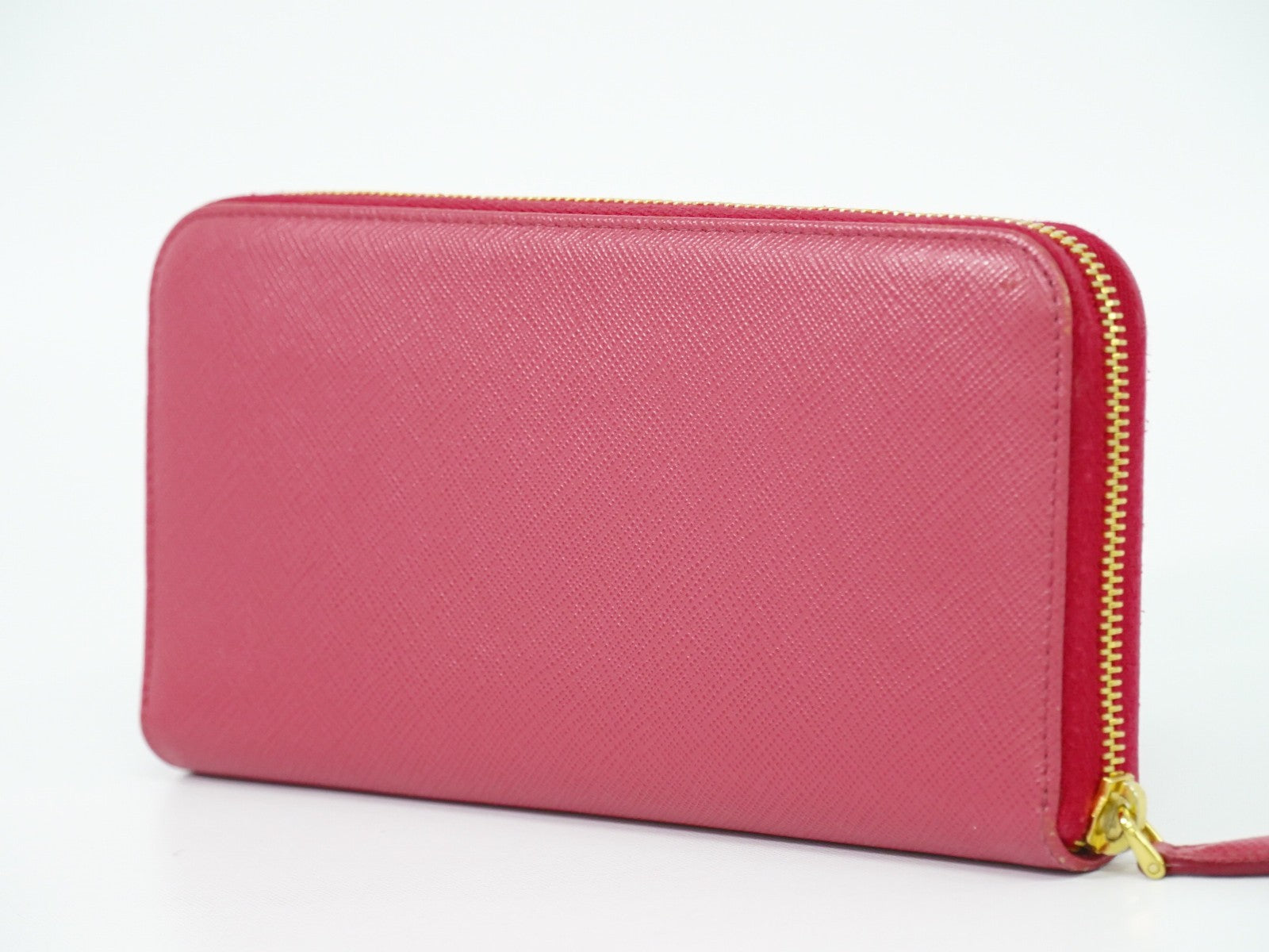 Prada Bow Zip Around Wallet Saffiano Leather, PINK, LEATHER, Wallets