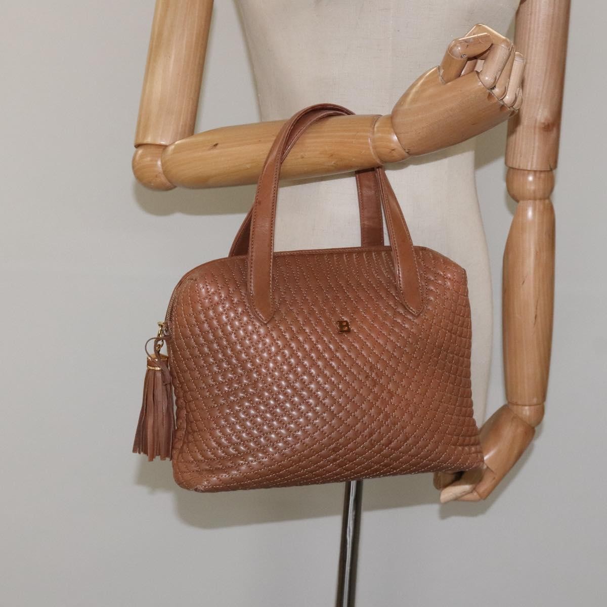 Bally Vintage Handbag Quilted Leather, Brown, Leather, Handbag