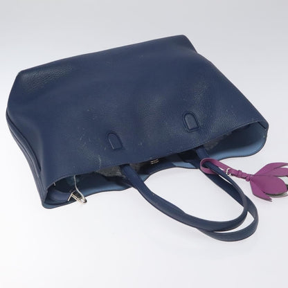 Christian Dior Blossom Handbag Leather, BLUE, LEATHER, Tote bag