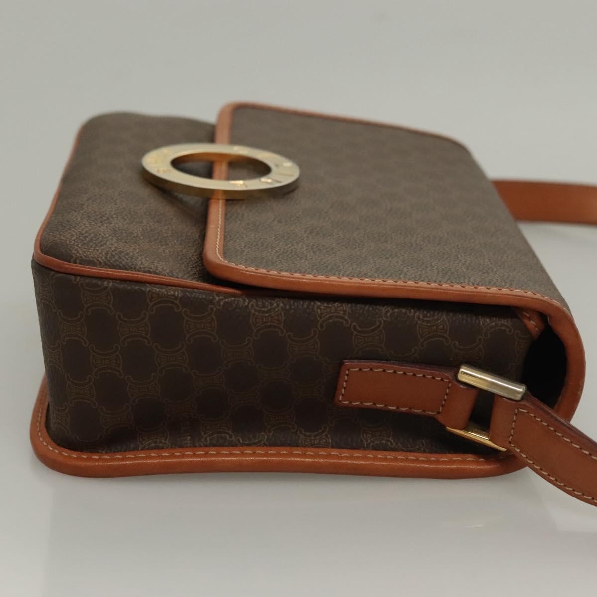 Celine Macadam Shoulder Bag PVC Leather, BROWN, CANVAS, Shoulder bag